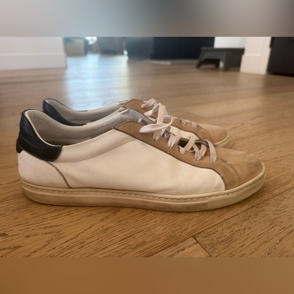 Greats Mens Leather Sneakers White Tan Size 13